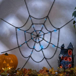 Gerson International Set Of 2 Lighted Spooky Halloween Spider Web, Battery Operated