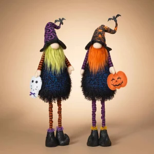 Gerson International Set Of 2 Lighted Whimsical Halloween Gnomes With Flexible Legs