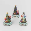 Gerson International Set Of 3 Light-Up Musical Trains With Snowman And Trees
