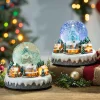 Gerson International Set Of 2 Musical Light Snow Globe With Christmas Village Scene