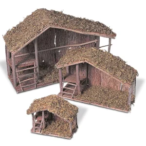 Gerson International Set Of 3 Nested Solid Wood Nativity Stables