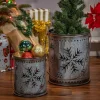 Gerson International Set Of 2 Nesting Metal Galvanized Snowflake Luminaries, Lg Is 19.8-In H (Including Handle)
