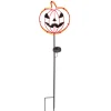 Gerson International Set Of 2 Solar Metal Pumpkin Lantern Yard Stake, Outdoor Decor