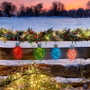 Gerson International Set Of 4 Solar Powered Christmas Holiday Glass Light Bulbs