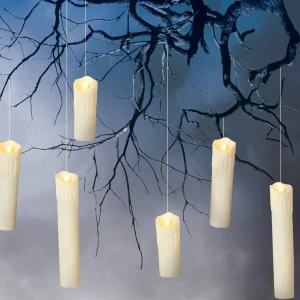 Gerson International Set Of 6 Spooky Floating Halloween Candles With Remote, Timer