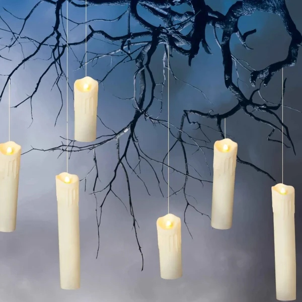 Gerson International Set Of 6 Spooky Floating Halloween Candles With Remote, Timer