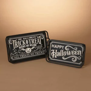 Gerson International Set Of 2 Spooky Happy Halloween Trays, Trick Or Treat Decor