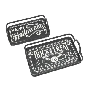 Gerson International Set Of 2 Spooky Happy Halloween Trays, Trick Or Treat Decor