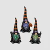 Gerson International Set Of 3 Spooky Lighted Halloween Gnome Witch Figurine , Timer