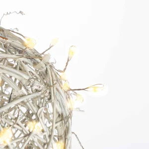 Gerson International Set Of 3 White Modern Organic Vine Balls, Battery Operated Led