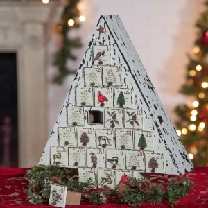 Gerson International Shabby Chic Wooden Vintage Christmas Tree Advent Calendar