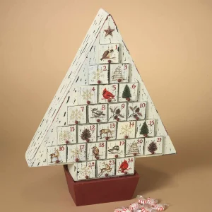 Gerson International Shabby Chic Wooden Vintage Christmas Tree Advent Calendar