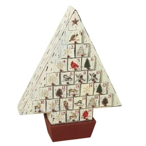 Gerson International Shabby Chic Wooden Vintage Christmas Tree Advent Calendar