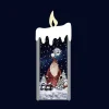 Arys Imports Silver Snowing Flat Candle With Santa