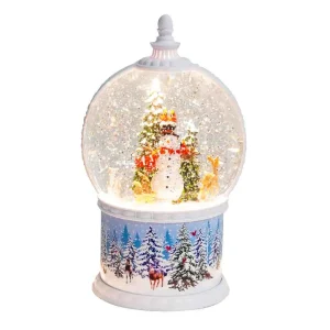 Arys Imports Snowball Winter Scene Base With Led Light Up Snowman And Deer Scene Spinning Glitter Waterglobe