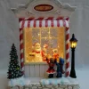 Arys Imports Snowy Candy Cane Shop With Led Warm White Light Up Santa Chef Scene Spinning Glitter Waterglobe