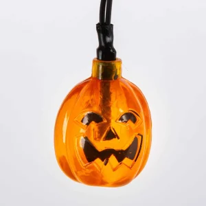 Gerson International Solar Powered Jack O Lantern Pumpkin Light String, 5 Ft