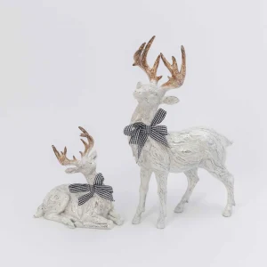 Gerson International Traditional Christmas Decor White Gold Reindeer Table Accent