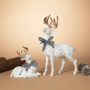 Gerson International Traditional Christmas Decor White Gold Reindeer Table Accent