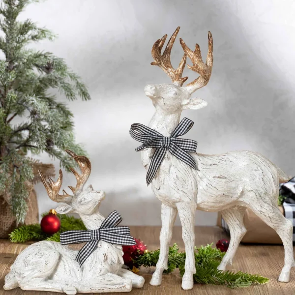 Gerson International Traditional Christmas Decor White Gold Reindeer Table Accent