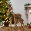 Gerson International Traditional Christmas Reindeer Decor With Baby Tabletop Accent