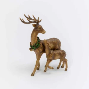Gerson International Traditional Christmas Reindeer Decor With Baby Tabletop Accent
