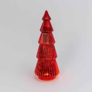 Gerson International Traditional Vintage Lighted Handblown Red Mercury Glass Tree
