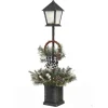Gerson International Vintage Lantern Post With Wreath And Micro Led Lights, Timer