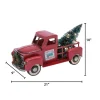 Gerson International Vintage Red Metal Truck With Lighted Christmas Tree, Decor