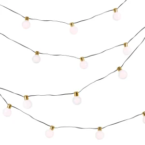 Gerson International White And Gold Light Garland, 30 Warm Battery Leds With Timer