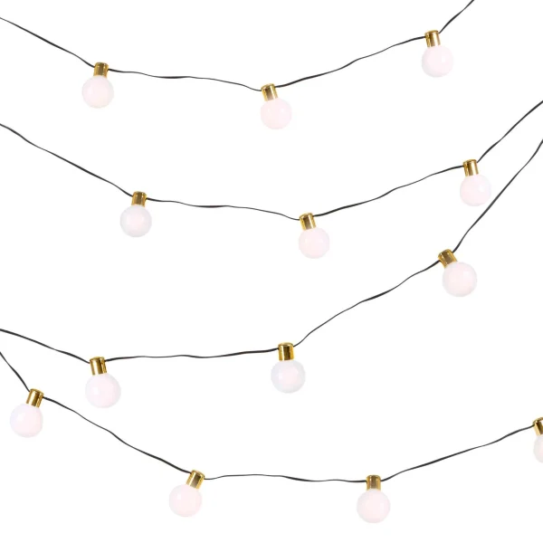 Gerson International White And Gold Light Garland, 30 Warm Battery Leds With Timer