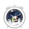 Arys Imports White Snowing Time Alarm Clock With Santa And Snowman