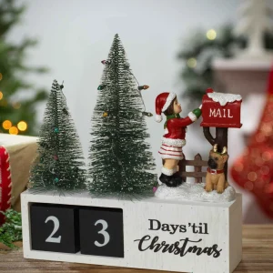 Gerson International Wood Traditional Christmas Holiday Countdown Calendar Decor