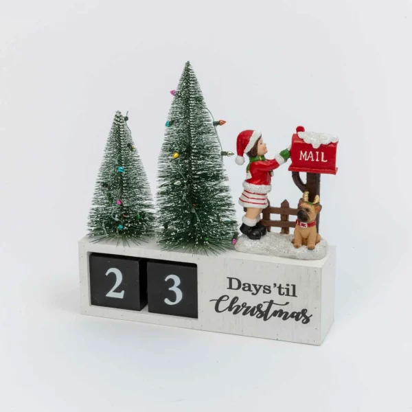 Gerson International Wood Traditional Christmas Holiday Countdown Calendar Decor