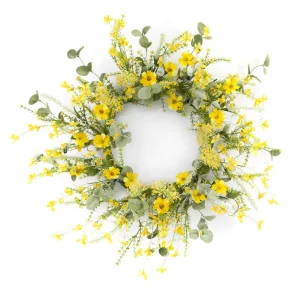 Melrose International Yellow Mini Floral Wreath
