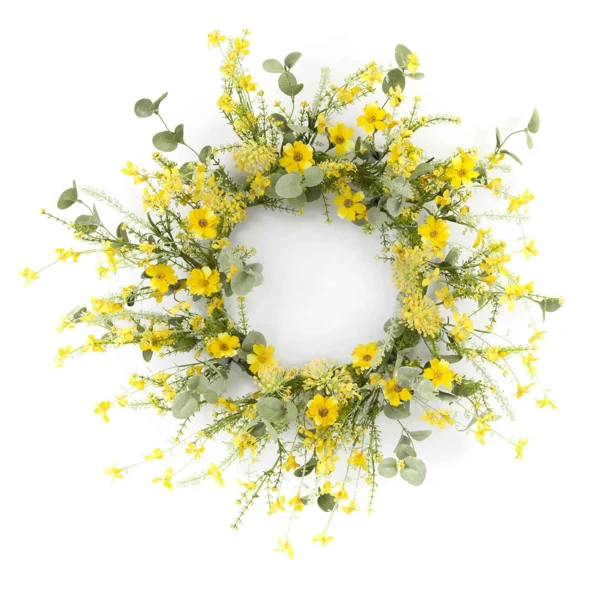 Melrose International Yellow Mini Floral Wreath